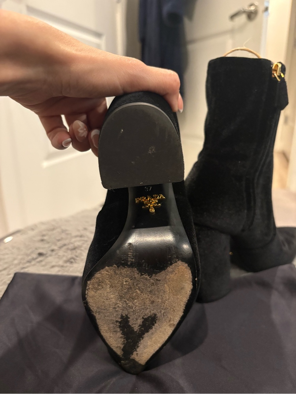 Prada Velvet Pointed Toe Boots - Picture 13 of 13